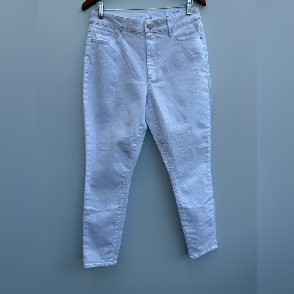 Ann Taylor Loft Curvy High Waist Skinny Ankle White Jeans Size 29